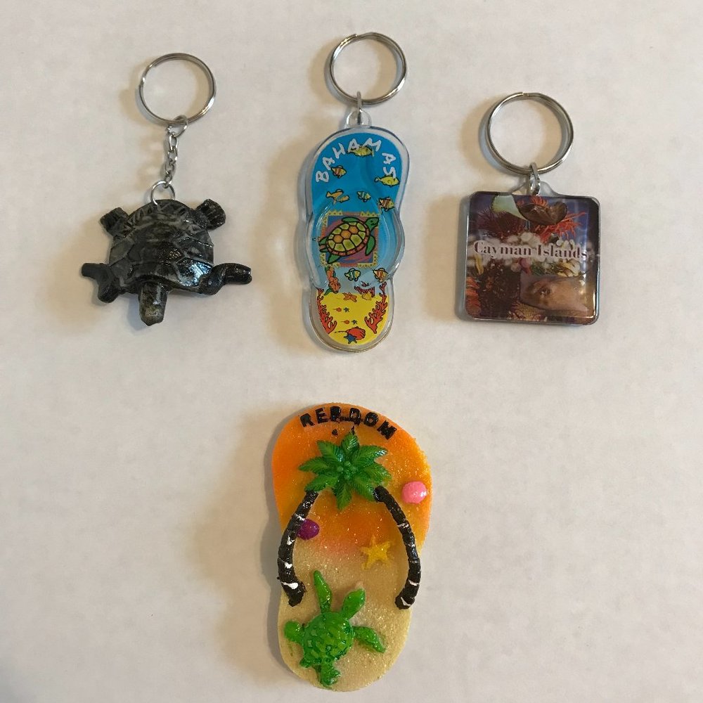 3 Tropical key chains and one magnet